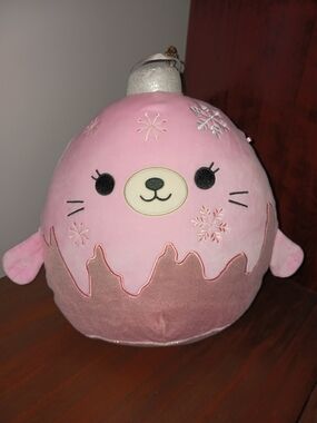 Squishmallows Gladys the Seal Pink and Silver Stuffed Animal